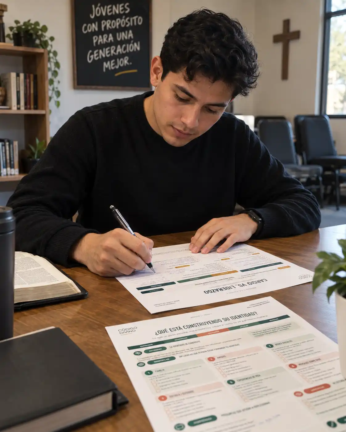 Líder aplicando los materiales de Código Divino